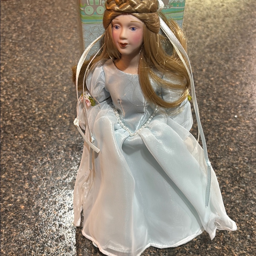 Elegant Porcelain Doll in White Dress Avon Cinderella
